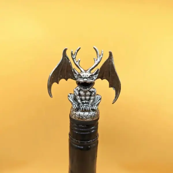 Gargoyle Wine Bottle Pourer Silver Front Side