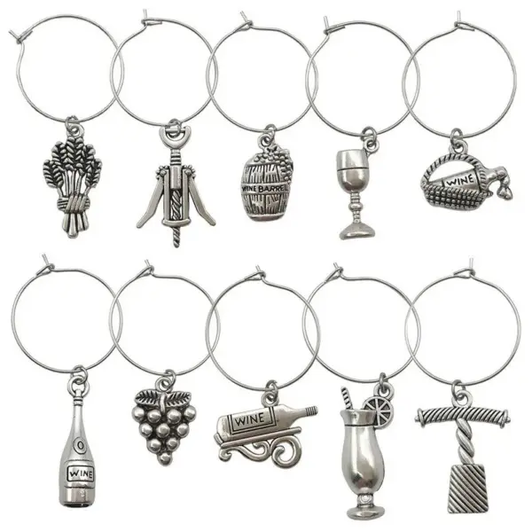 wine glass charms metal zamak