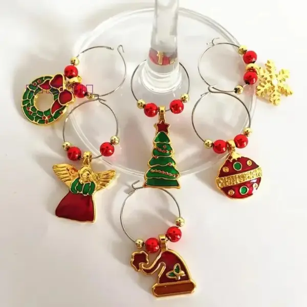 wine glass charms metal zamak christmas gift