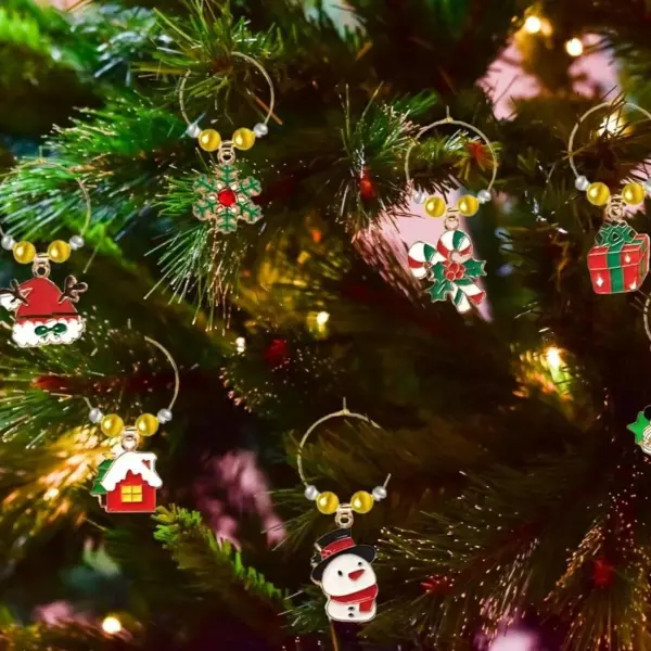 wine glass charms metal christmas tree