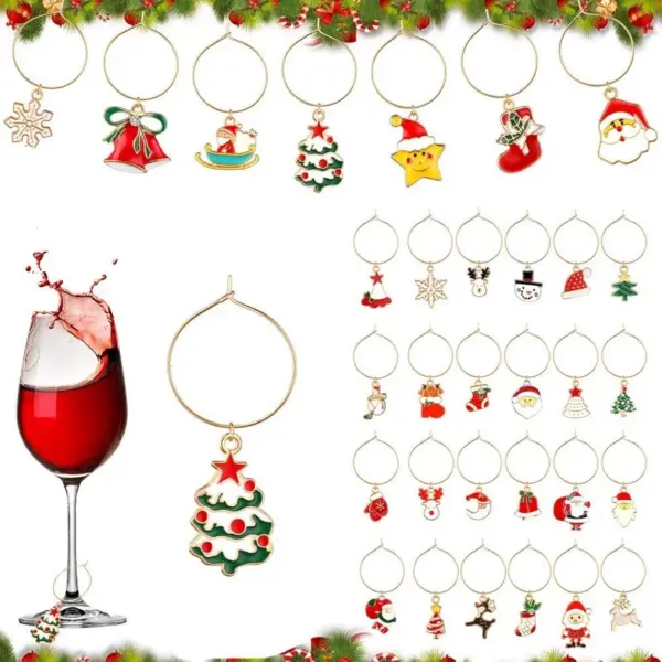 wine glass charms metal christmas