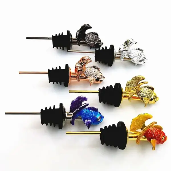 metal fish wine pourers