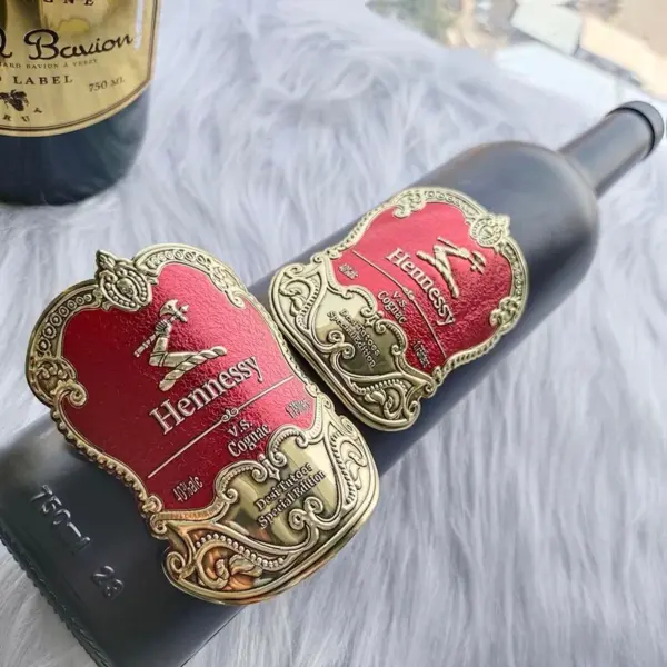 Custom Zinc Alloy Labels Zamak Wine Bottle Label Production Suppliers